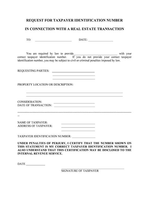 Form W 9 Taxpayer Identification Number Request Response Fill Out And