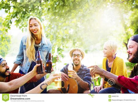 Friend Celebrate Party Picnic Joyful Lifestyle Drinking Concept Stock