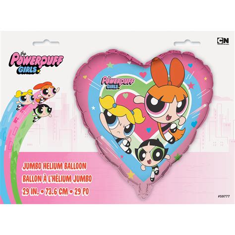 Giant Foil Heart Shaped Powerpuff Girls Helium Balloon Powerpuff