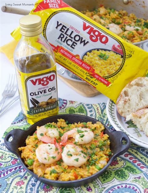 In a medium sized saucepan, combine the rice mix, water and oil and bring to a boil over high heat, stirring constantly. Succulent Spanish Shrimp With Yellow Rice - Living Sweet ...