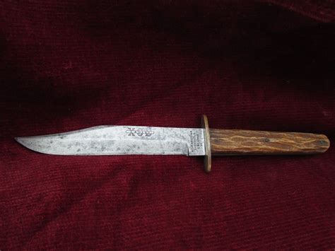 Antique Wade And Butcher Stag Handle Bowie Knife Fixed Blade Hunter