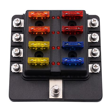 1 In 8 Out Fuse Box Screw Terminal Section Fuse Holder Kits With Led