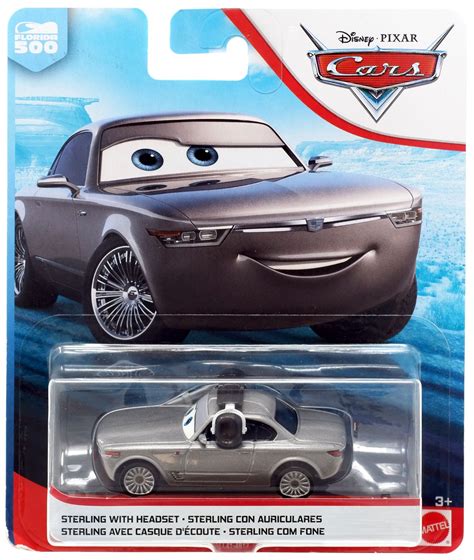 mattel disney pixar cars cars 3 florida 500 sterling with headset 1 55 diecast car [version 2]