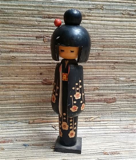 vintage japanese tall kokeshi doll wooden asian figure