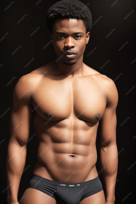 Premium Ai Image Sexy African American Black Man Advertises Mens Underwear