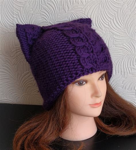 Knitting Pattern Cat Ear Hat Knitting Pattern Instant Etsy