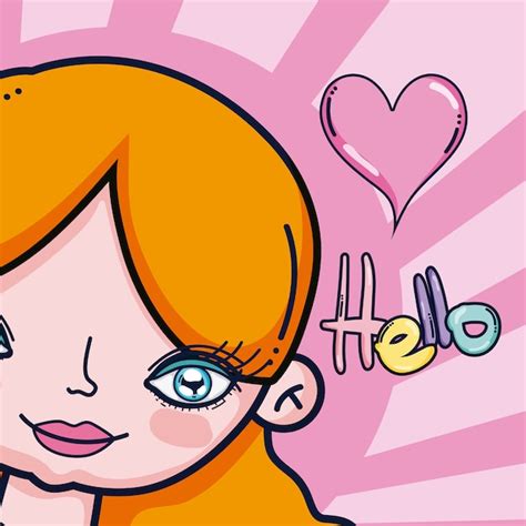 Chica Diciendo Hola Dibujos Animados Vector Premium