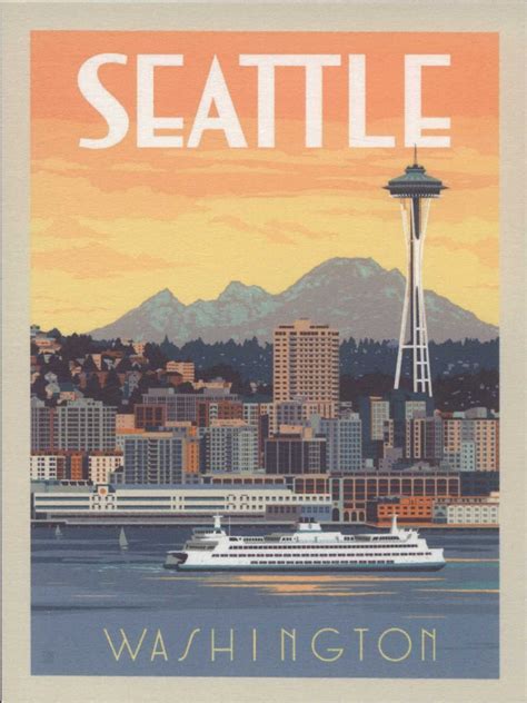 Seattle Washington Travel Poster Style Modern Postcard Z438697 By
