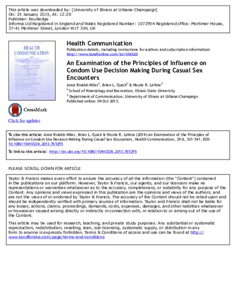 pdf an examination of the principles of influence on condom use decision making during casual