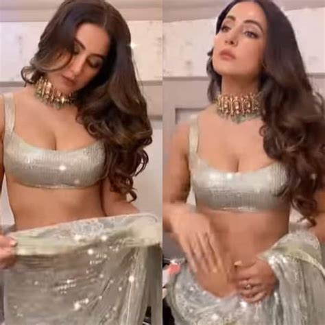 Hina Khan Flaunting Her Sexy Back And Ample Bosom In A Manish Malhotra Saree Will Make You Go