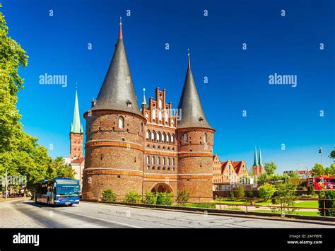 Lubeck July 2018 Germany Medieval City Gate Holstentor In The Old