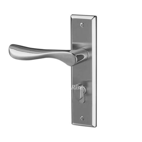 Modern Door Handles Lock Without Key Brushed Stainless Steel Interior