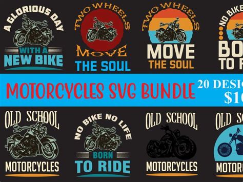 The Motocycles Svg Bundle Includes 20 Designs Old School Motorcycles