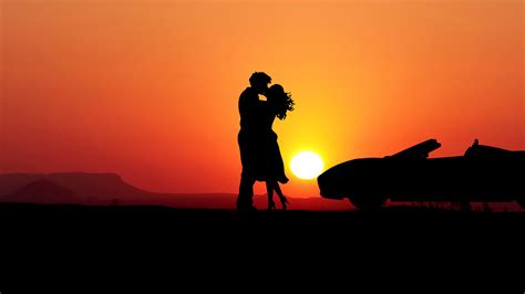 Sunset Couple Silhouette 4k Wallpapers Hd Wallpapers Id 30302