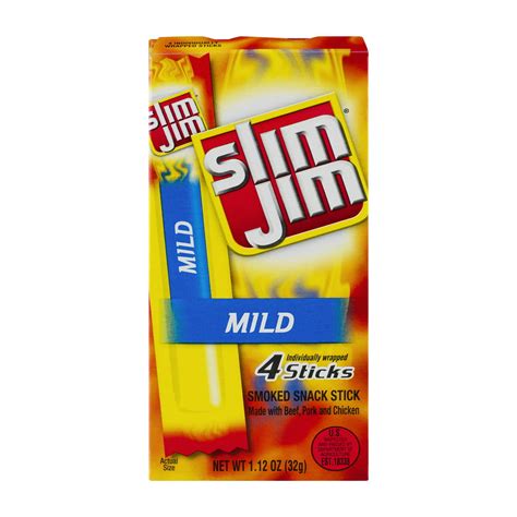 Slim Jim Smoked Snack Sticks Mild 4 Ct