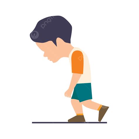 Un Niño Estudiante Caminando Cansado Vector Png Chico Caminando