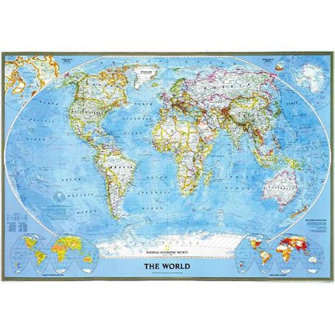 National Geographic Classical Political World Map Magnetic Framed