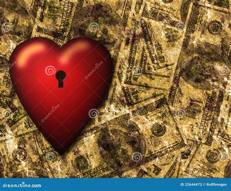 Locked Heart And Us Currency Background Stock Illustration