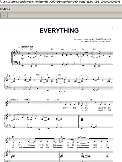 Michael Buble Everything Sheet Music And Chords Download 6 Page