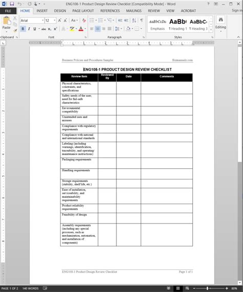 Download free technical requirements and technical specification templates for excel and word. Engineering Product Design Review Checklist Template | ENG108-1
