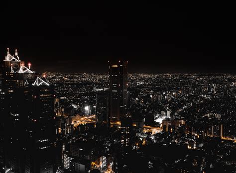 Wallpaper Night City View From Above City Lights Skyscrapers Tokyo