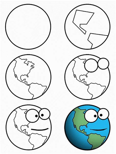How To Draw A Cartoon Earth Step By Step Drawing Photos