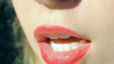 Close Up Mouth Girl Talk Sensual Stock Footage Video Of Beauty