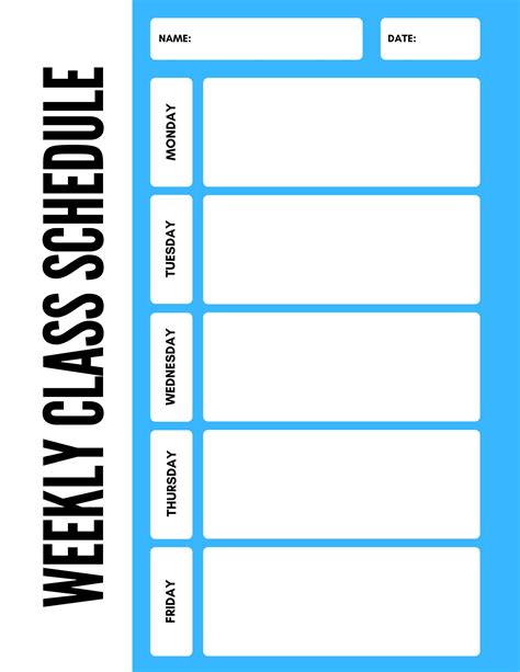 Weekly Class Schedule Blue