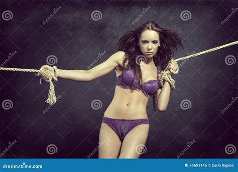Sensual Girl Tied By Rope Royalty Free Stock Image Image