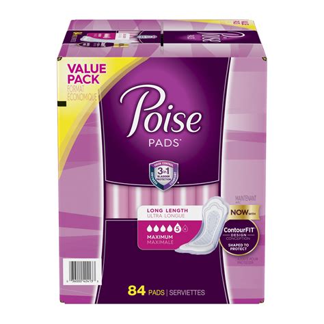 Poise Incontinence Pads Maximum Absorbency Long 84 Count Walmart