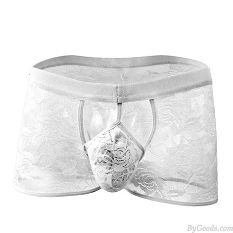 Sous vêtement creux en dentelle de fleurs sexy pour homme Pochette en U