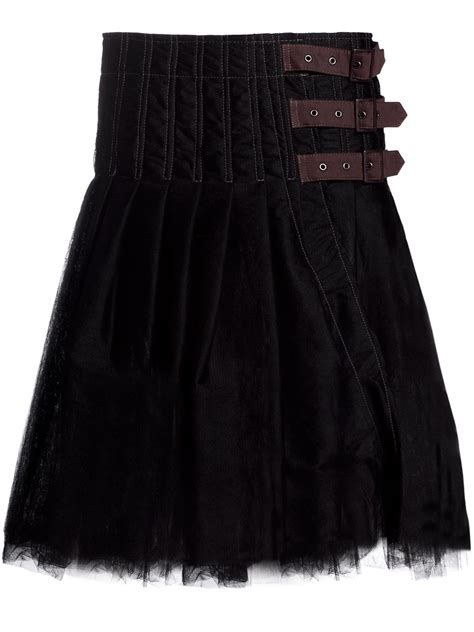 junya watanabe womens tulle highwaisted kilt skirt in black lyst