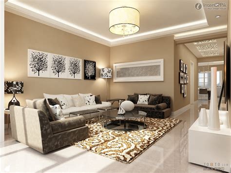 Brown White Colour Combination Contemporary Living Room