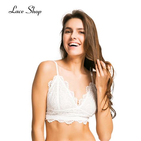 Laceshop New Fashion Women Intimates White Sexy Push Up Lace Bralettes Trim Underwear Spaghetti