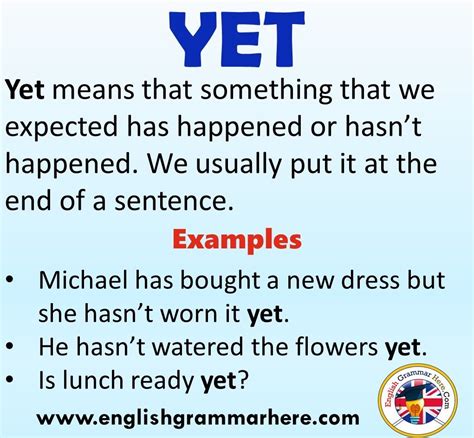 Using Yet In English English Vocabulary Words Learning English