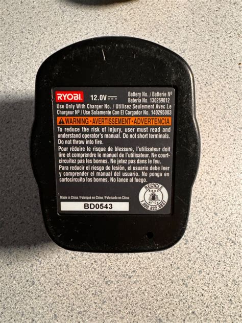 Genuine Oem Ryobi 130269012 12 Volt Nicd Battery For 12v Drill Driver