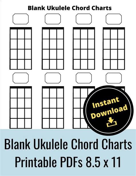 Blank Ukulele Chord Charts For Ukulele Beginners Instant Etsy