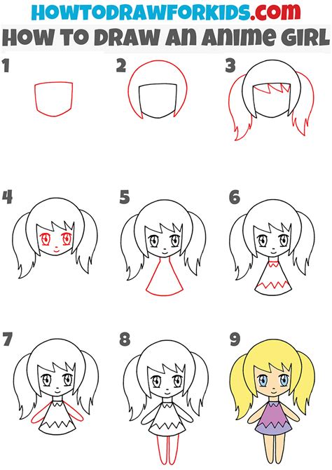How To Draw An Anime Girl Easy Drawing Tutorial For Kids