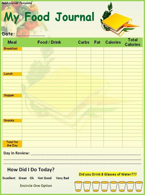 10 Free Printable Food Diary Template Images Journal Food Diary