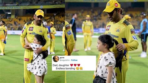 ms dhoni s daughter ziva steals the show post csk dc clash as she runs towards him in viral