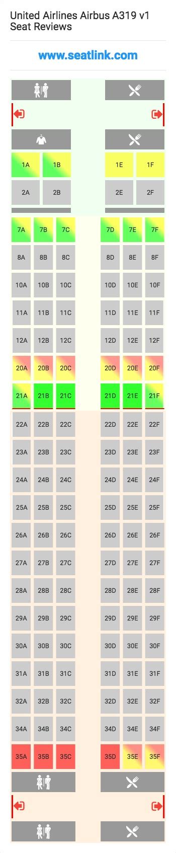 United Airlines Airbus A319 V1 Seating Chart Updated April 2024
