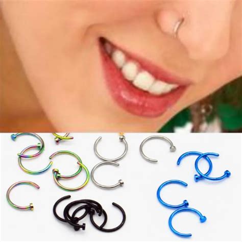 1pc Fashion Fake Septum Medical Titanium Nose Ring Piercing Silver Gold Color Body Clip Hoop For