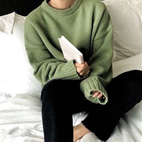 Green Aesthetic Jumper Sweatshirt Matcha Avocado Light Dark Korean Soft