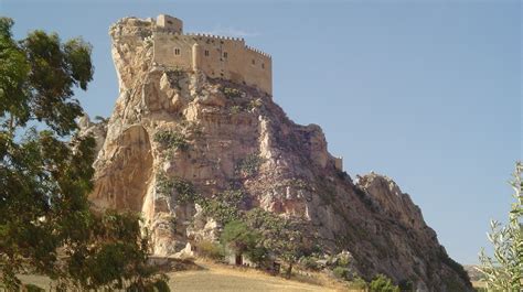 Mussomeli Italy Situated High On An Isolated Spire Of Rock In Sicily