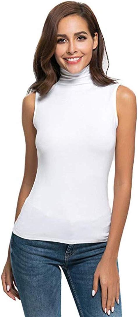 sexy tank tops for women sleeveless turtleneck vest solid color slim summer tops casual dressy t