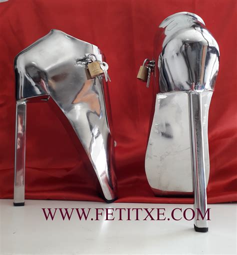 bondage metal ballet high heels with lockable padlock steel etsy