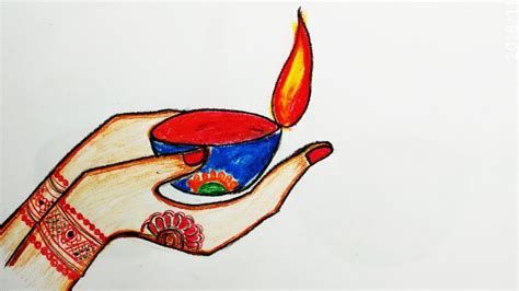 Easy And Colourful Diwali Special Diya Drawing How To Draw Diya For