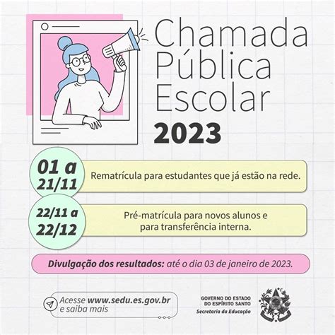 Governo Es Chamada Pública Escolar 2023 Da Rede Pública Estadual Tem