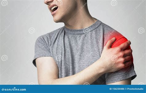 Upper Arm Pain Man With Body Muscles Problem Stock Photo Image Of