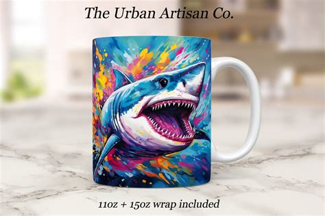 Colorful Shark Mug Wrap 11oz And 15oz Mug Sublimation Design Instant